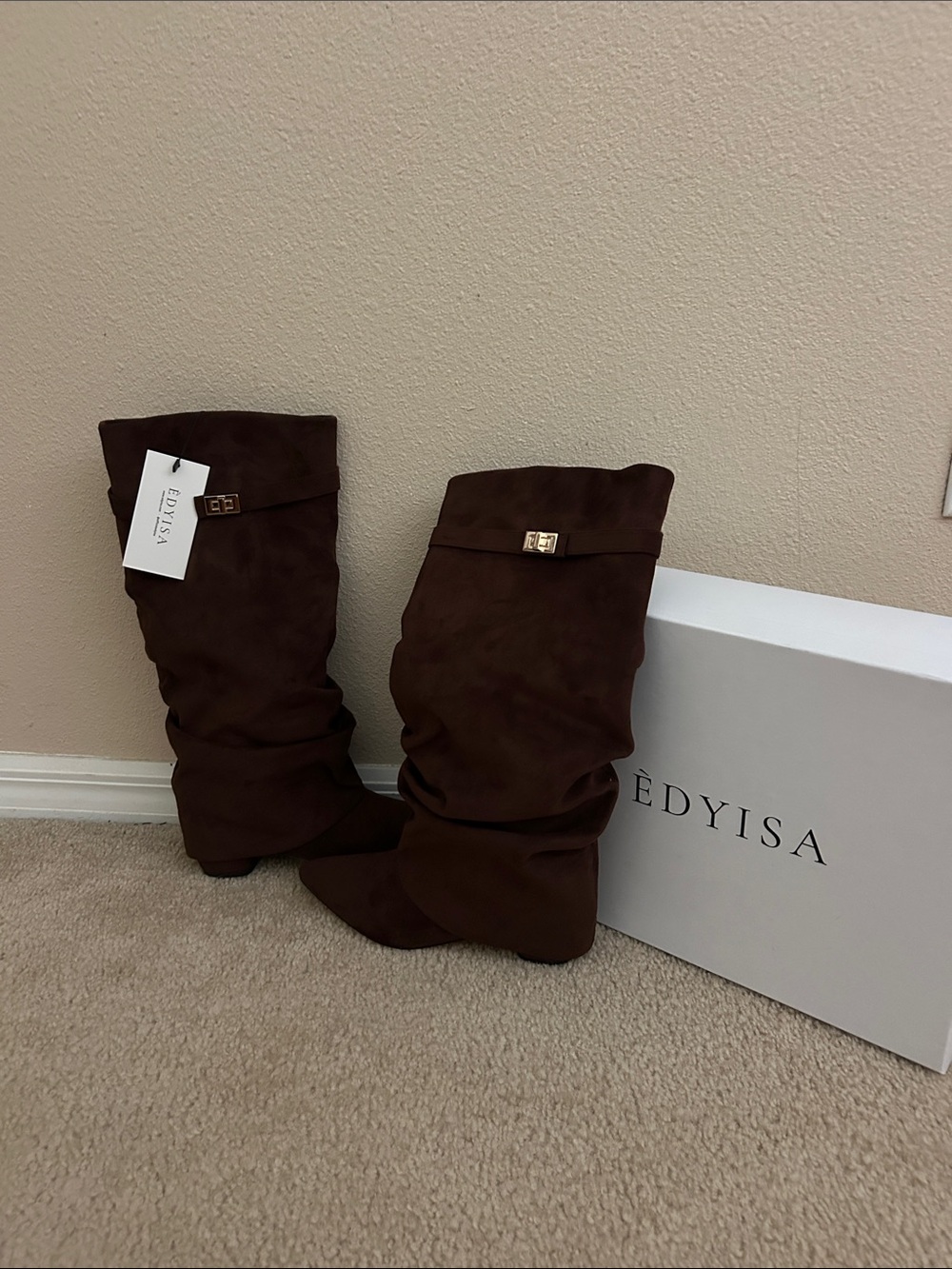 Women's Over-The-Knee Suede Boots in Dark Brown
